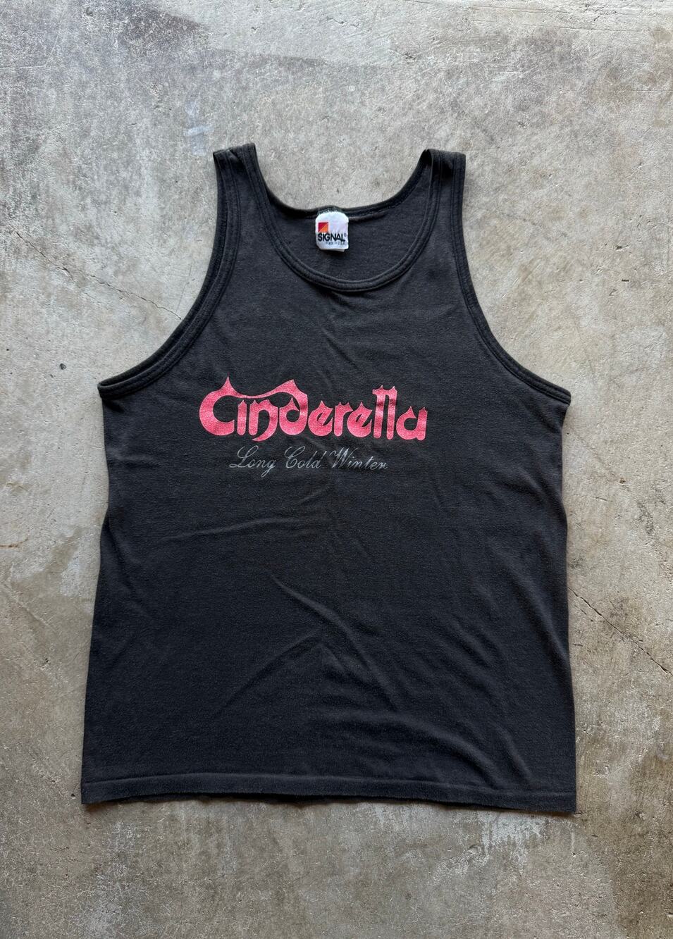 VTG 1988 Cinderella Rock Band Long Cold Winter Black Promo Tanktop Womens Size L